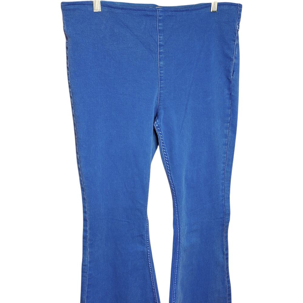 Free People Penny Pull-on flare high rise jegging bellbottom pants bright blue - Picture 6 of 6